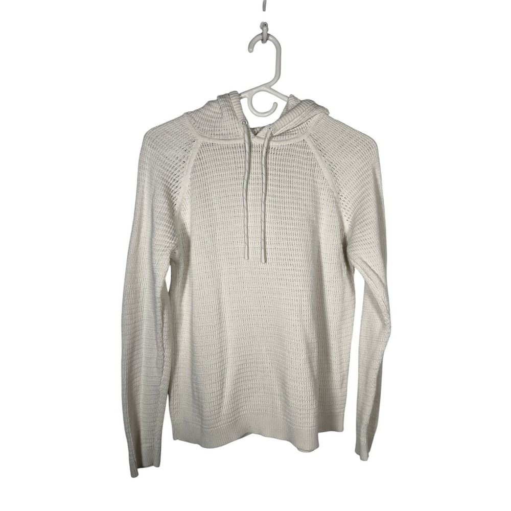 Esprit‎ Organic Cotton Knit Hoodie Cream White Textured Sweater Large